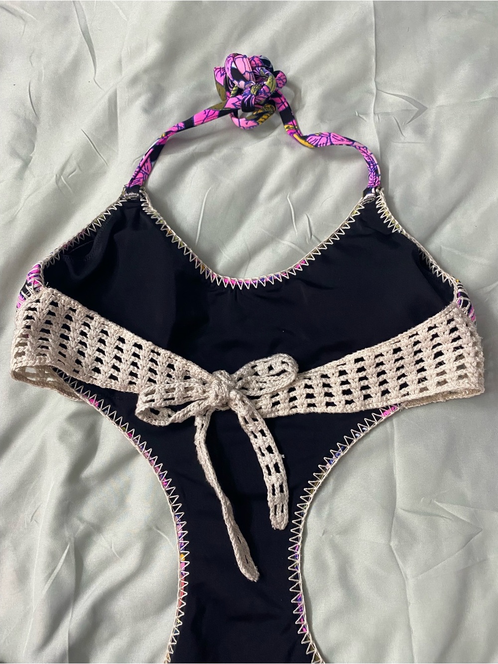 Victoria's Secret Tropical Floral Crochet Monokini Size Large Boho Festival - Picture 7 of 12